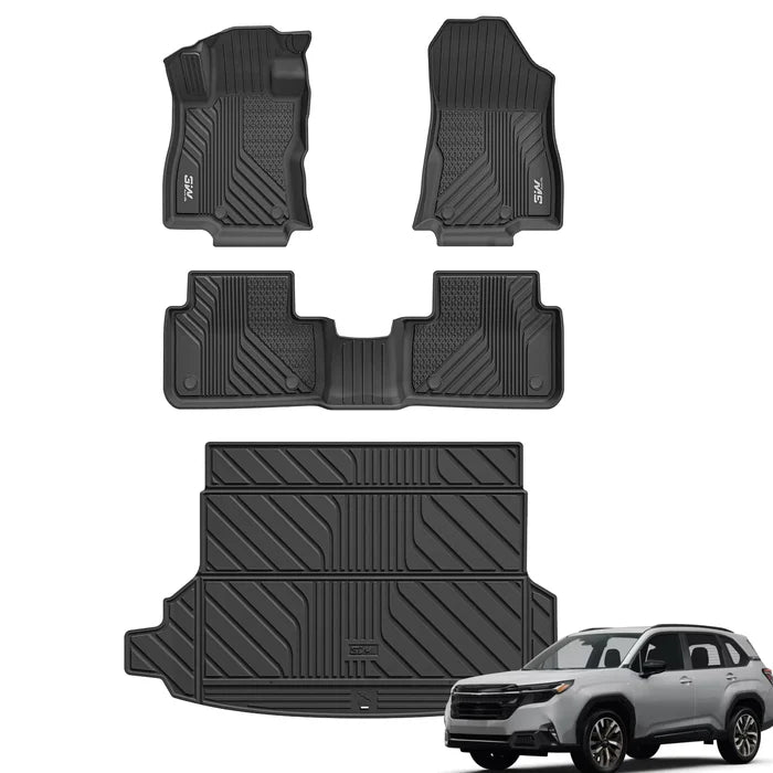 3W Floor Mats Custom Fit for Subaru Forester 2025, TPE All Weather Floor Liner for Subaru Forester 1st and 2nd Row Full Set Car Mats Trunk Mats Forester Accessories