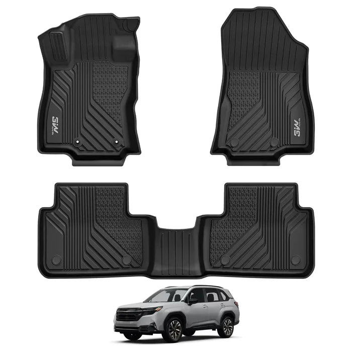 3W Floor Mats Custom Fit for Subaru Forester 2025, TPE All Weather Floor Liner for Subaru Forester 1st and 2nd Row Full Set Car Mats Trunk Mats Forester Accessories