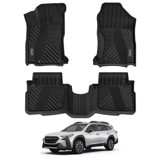 3W Floor Mats Fit for Subaru Outback & Legacy 2020-2024 2025 TPE All Weather Custom Fit Floor Liner for Subaru Outback & Legacy 1st and 2nd Row Car Mats, Black