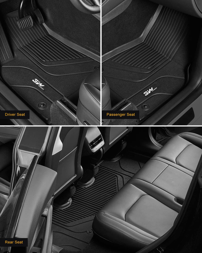 3W Tesla Model Y 2020-2024 Custom Floor Mats / Trunk Mats TPE Material & All-Weather Protection 5-Seater Vehicles & Parts 3Wliners