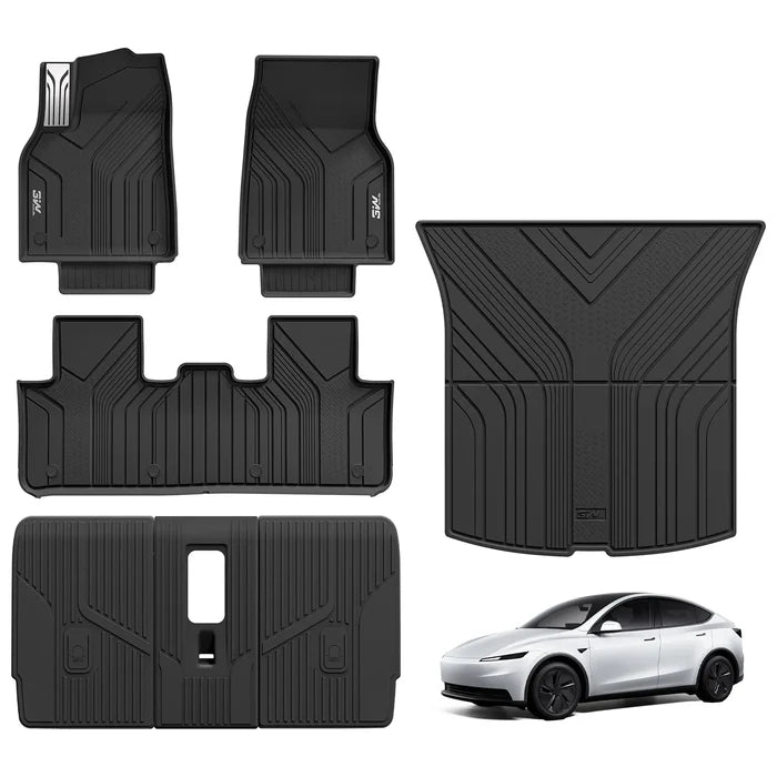 3W Tesla Model Y Standard Floor Mats, 7PCS with Floor Mats，Trunk Mats，Back Seat Protector，Mental Pedal, 2025 2026 Model Y Standard Acecessories, TPE All Weather Waterproof Custom Fit Automotive Liners and Truck Car Liners