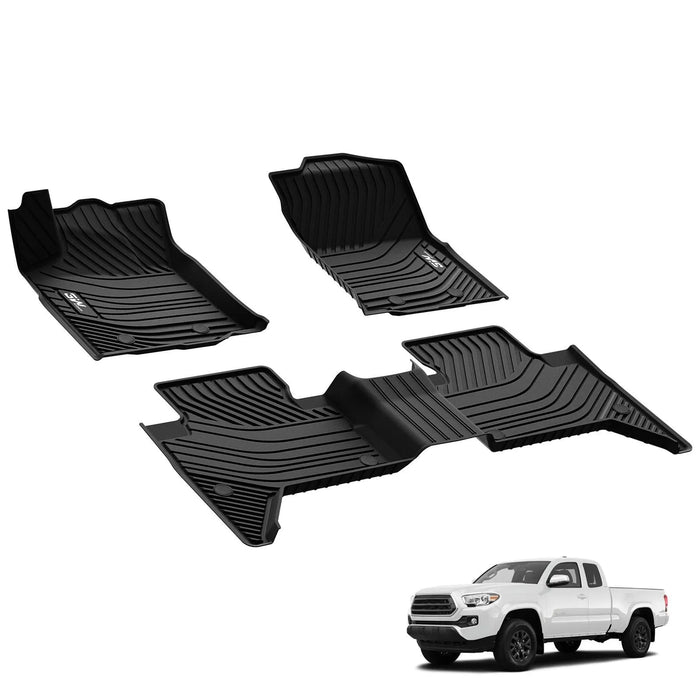3W Toyota Tacoma 2016-2023 (Double Cab, Automatic) Floor Mats TPE All Weather Custom Fit  3Wliners
