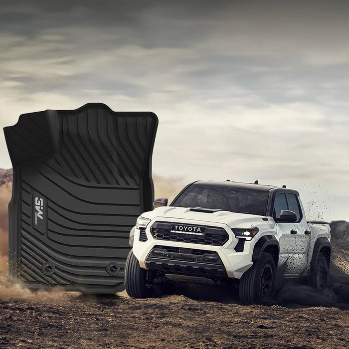 3W Toyota Tacoma 2016-2023 (Double Cab, Automatic) Floor Mats TPE All Weather Custom Fit  3Wliners