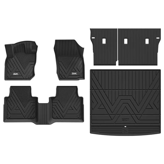 3W Floor Mats & Cargo Liner & Seatback Mats for Volkswagen Tiguan 2025 2026, All-Weather Protection TPE Car Mats 2 Rows Full Set for VW Tiguan Accessories, Black