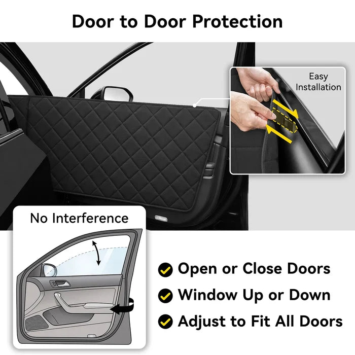 Front Seat Dog Car Seat with Safety Buckle Detachable & Waterproof Car Door Full Protection Pet Scratch-Proof Black Passenger Seats Cover Protector for SUV Trucks