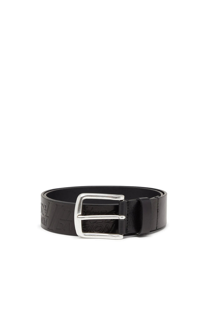 4 cm leather belt with engraved logo