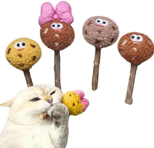 4 Pack Catnip & Silvervine Lollipops Cat Toys Pet Clever
