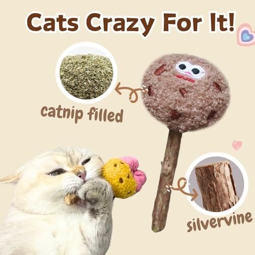 4 Pack Catnip & Silvervine Lollipops Cat Toys Pet Clever