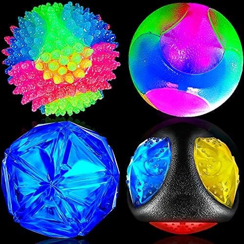 4 Pieces Light up Dog Ball Spiny Light up Dog Ball Toys Pet Clever