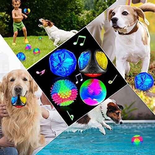4 Pieces Light up Dog Ball Spiny Light up Dog Ball Toys Pet Clever