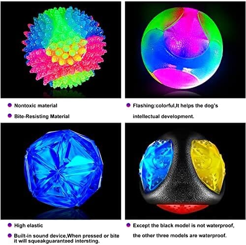 4 Pieces Light up Dog Ball Spiny Light up Dog Ball Toys Pet Clever