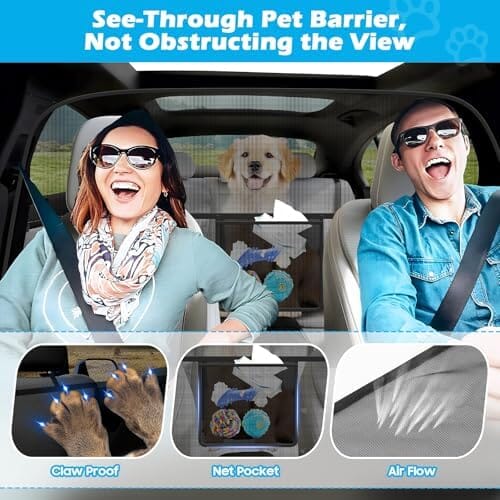 51.2" Wide Dog Car Divider Back Seat Barrier Behind Front Seats Travel Pet Clever