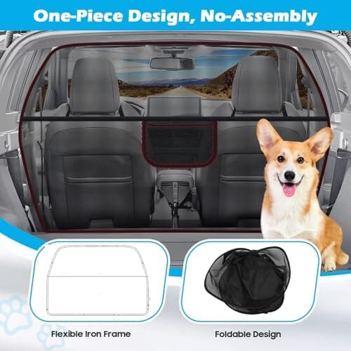 51.2" Wide Dog Car Divider Back Seat Barrier Behind Front Seats Travel Pet Clever