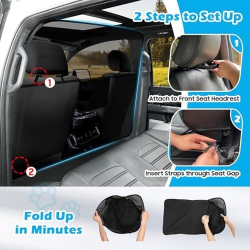 51.2" Wide Dog Car Divider Back Seat Barrier Behind Front Seats Travel Pet Clever