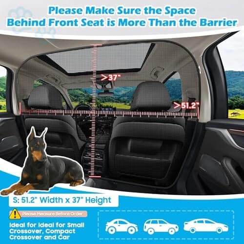 51.2" Wide Dog Car Divider Back Seat Barrier Behind Front Seats Travel Pet Clever