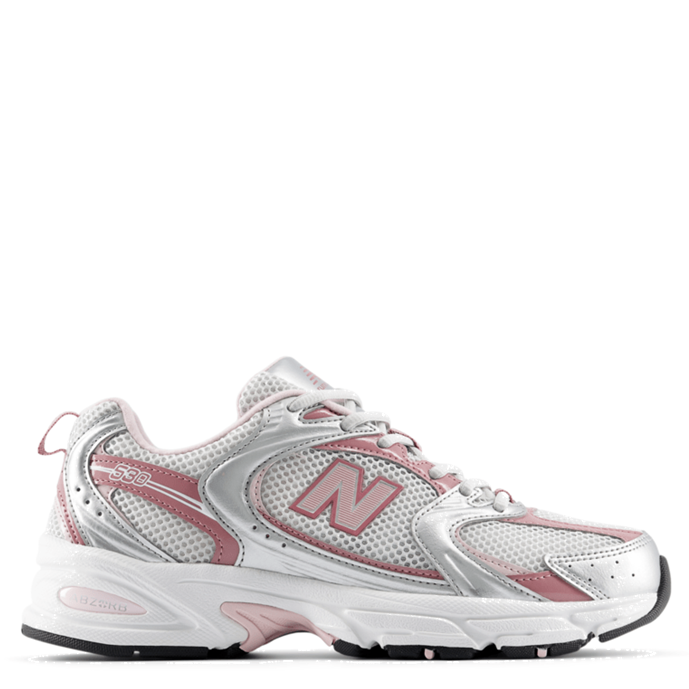 White and pink sneaker on a white background