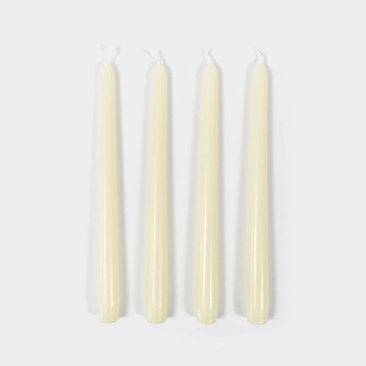 54 Celsius - Taper Candles (4 Pack) - 10" Tall, 8 Hr Burn, Cream