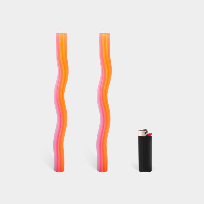 54 Celsius - Wiggle Candles - Orange (2 Pack) - 11" Vibrant Taper Candles
