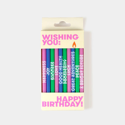 54 Celsius - Wishing You: Long 5" Birthday Candles (10 Pack), Multi-Color