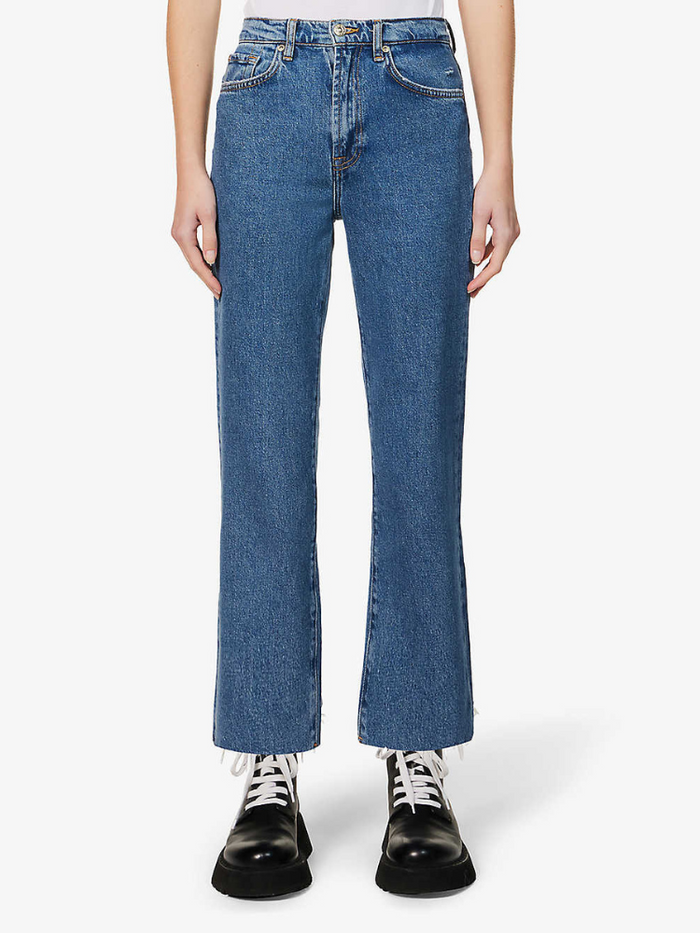 7 For All Mankind Logan Stovepipe Blaze Jeans with Raw Cut Hem