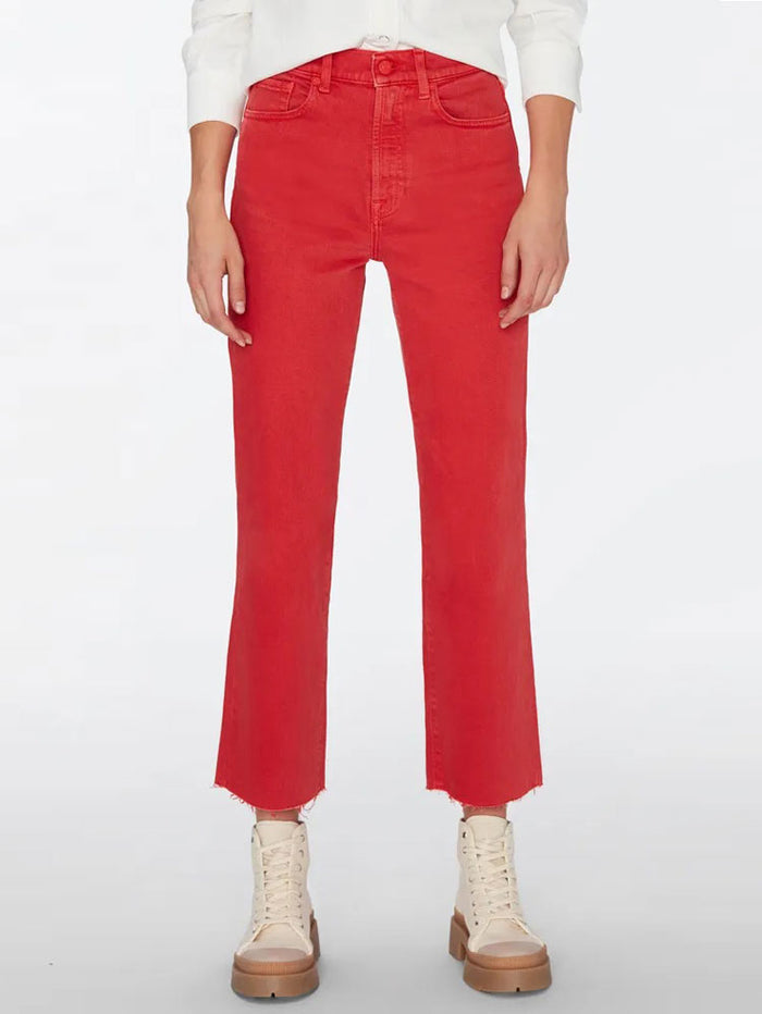 7 For All Mankind Logan Stovepipe Jeans with Raw Cut Hem Very Berry