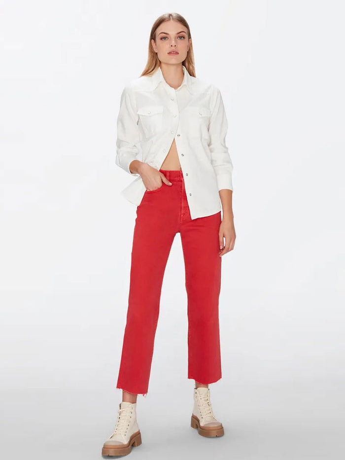 7 For All Mankind Logan Stovepipe Jeans with Raw Cut Hem Very Berry