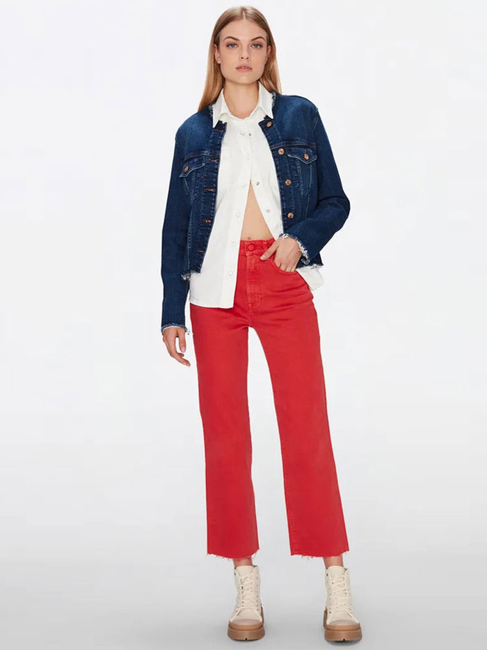 7 For All Mankind Logan Stovepipe Jeans with Raw Cut Hem Very Berry