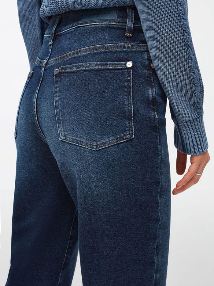 7 For All Mankind Malia Straight Jeans with Raw Hem Dark Blue