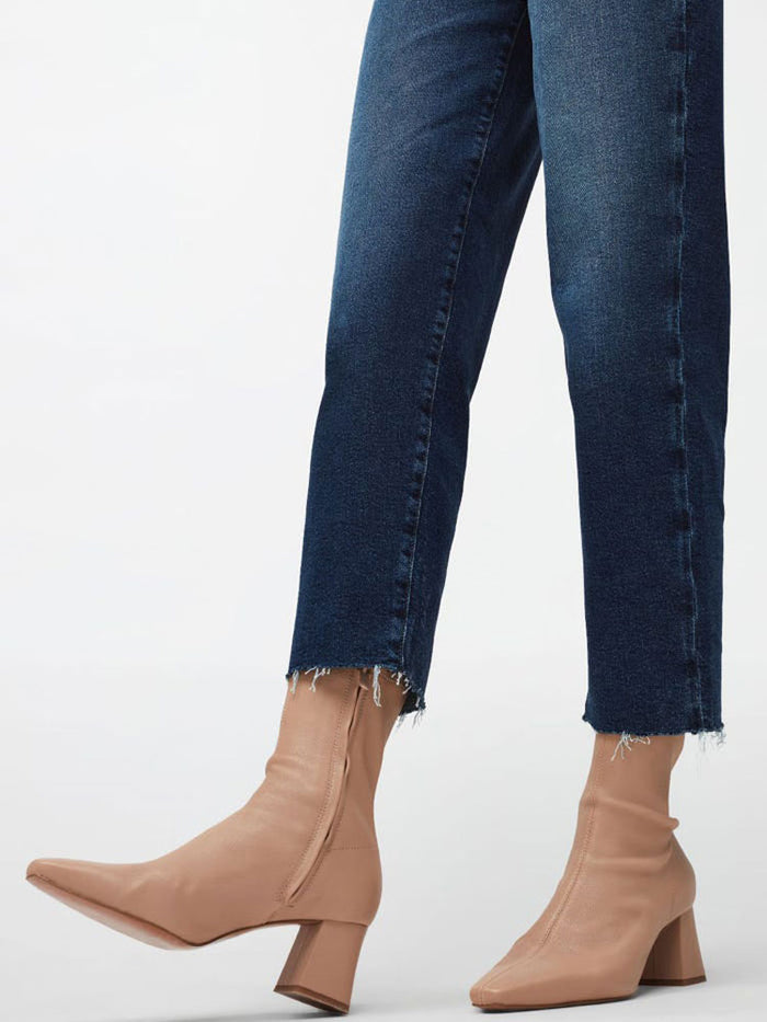 7 For All Mankind Malia Straight Jeans with Raw Hem Dark Blue
