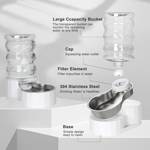 8L Pet Waterer Gravity Stainless Steel Water Dispenser Dog Bowls & Feeders Pet Clever