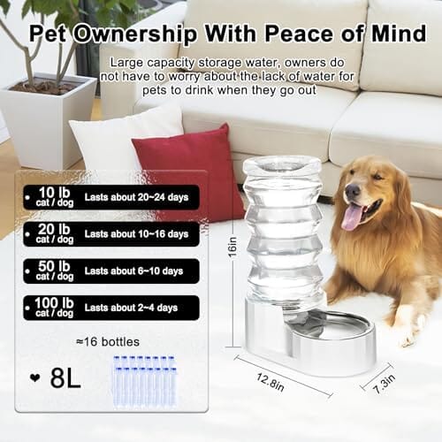 8L Pet Waterer Gravity Stainless Steel Water Dispenser Dog Bowls & Feeders Pet Clever