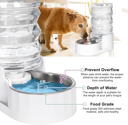 8L Pet Waterer Gravity Stainless Steel Water Dispenser Dog Bowls & Feeders Pet Clever