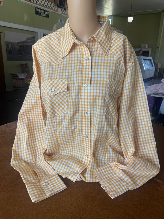 Pre-Loved Women's Wrangler Yellow/White Pearl Snap *Size XL - Deer Creek Mercantile