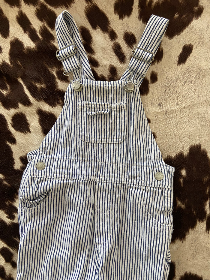 Pre-Loved Blue/White Striped Overalls Size 24M - Deer Creek Mercantile
