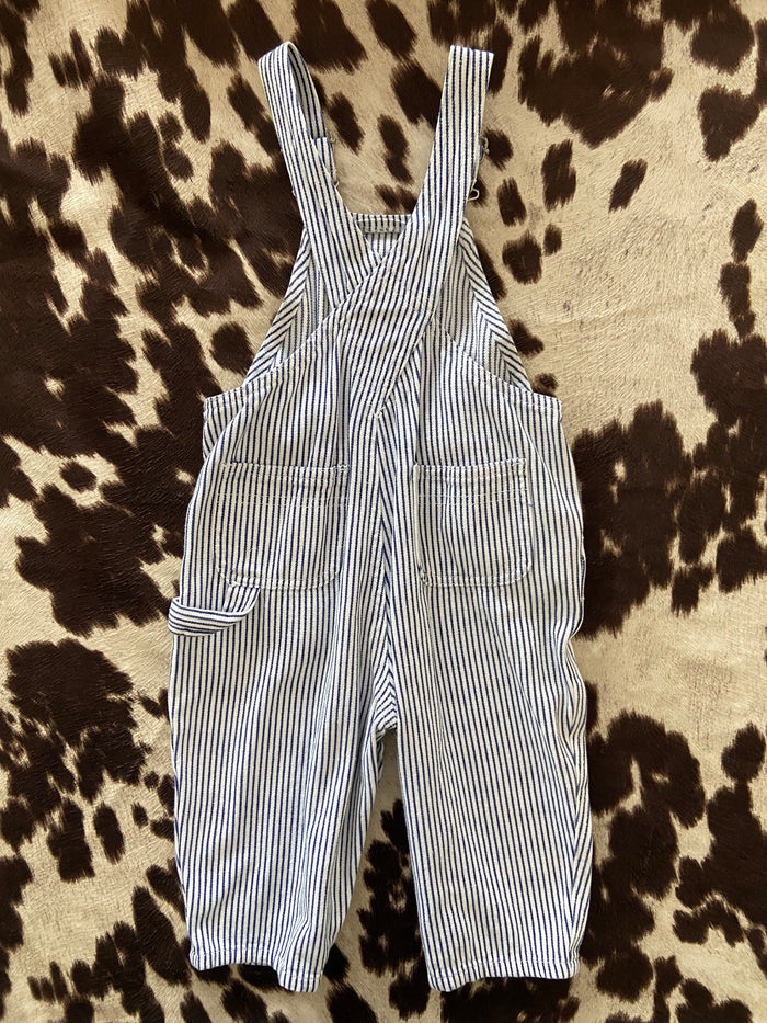 Pre-Loved Blue/White Striped Overalls Size 24M - Deer Creek Mercantile
