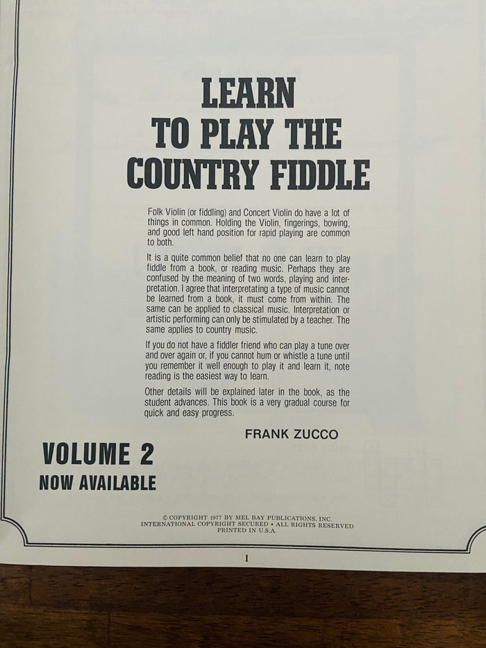 Vintage Mel Bay's How To Play Country Fiddle Book - Deer Creek Mercantile