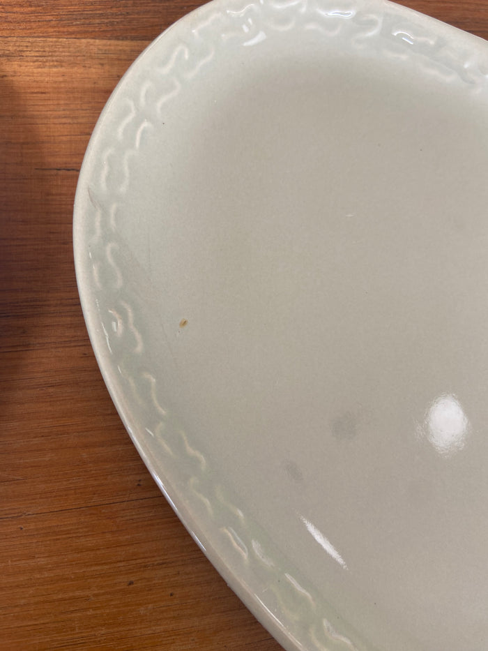 Vintage Heart Saucer Plates Set/4 Green & White - Deer Creek Mercantile