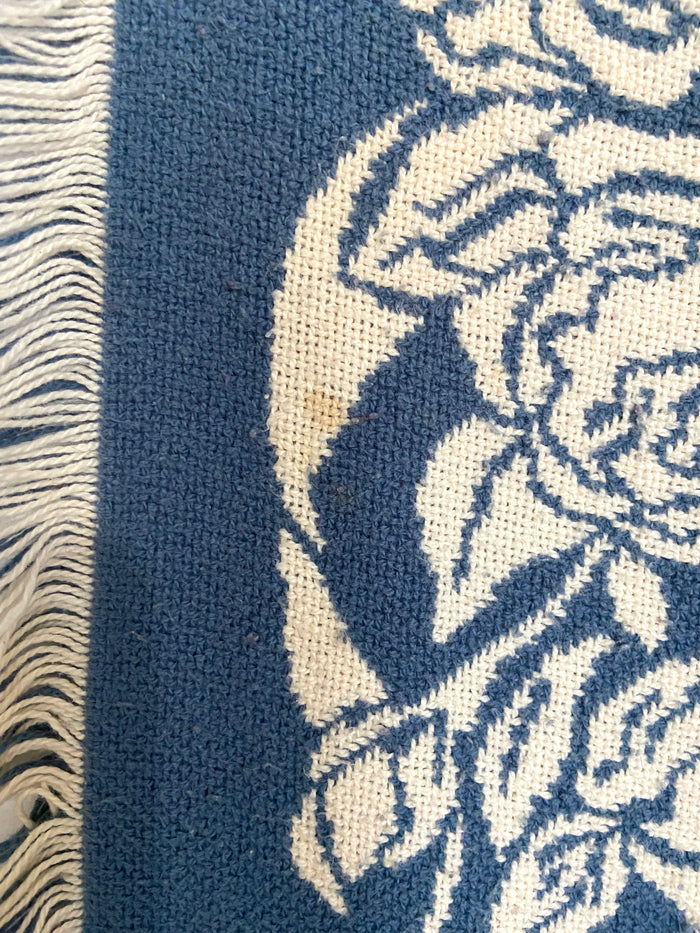 Vintage Blue Floral Lord's Prayer Tapestry Blanket - Deer Creek Mercantile