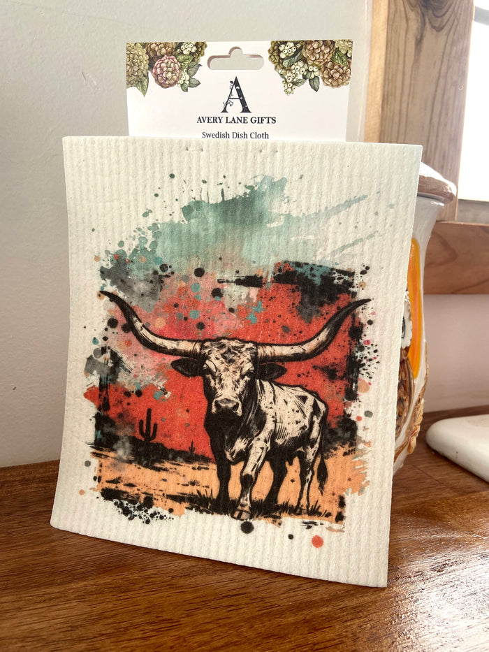 Texas Longhorn Western Swedish Dish Cloth - Deer Creek Mercantile