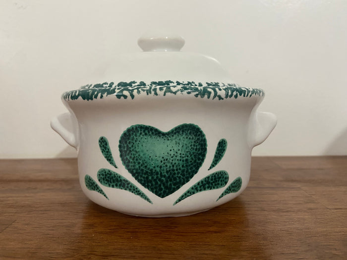Vintage Green Heart Dish With Lid - Deer Creek Mercantile