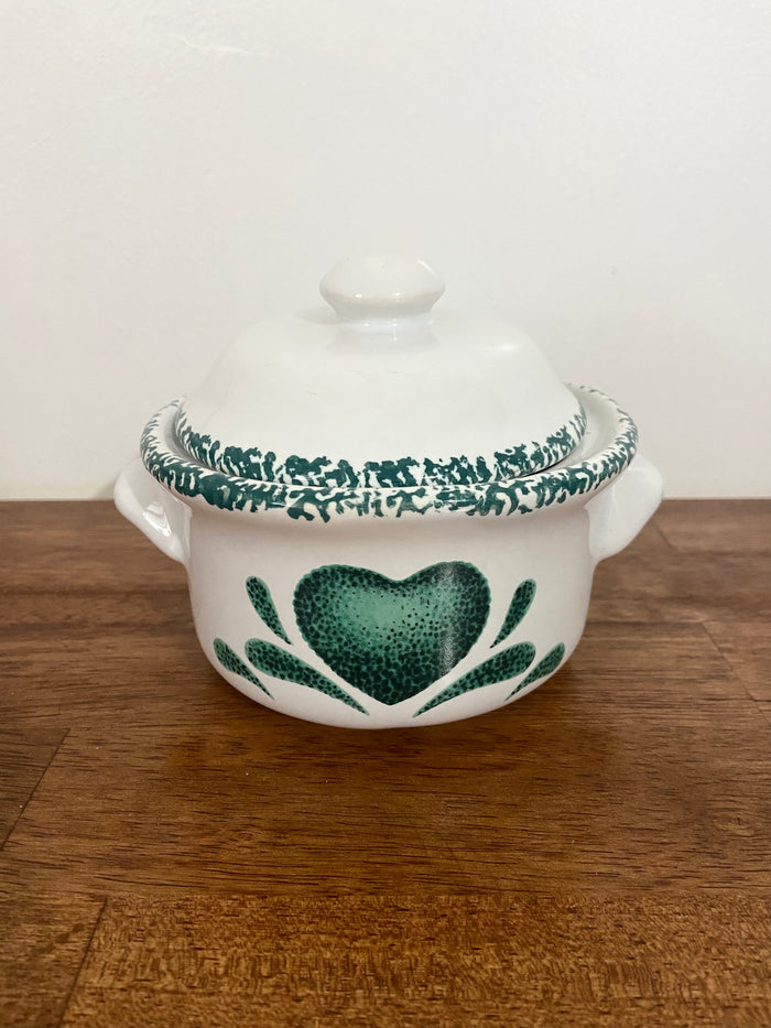 Vintage Green Heart Dish With Lid - Deer Creek Mercantile