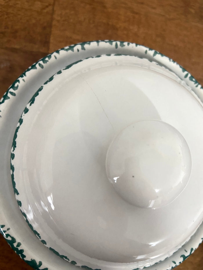 Vintage Green Heart Dish With Lid - Deer Creek Mercantile