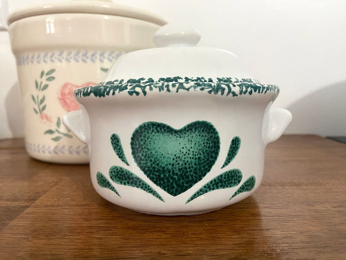Vintage Green Heart Dish With Lid - Deer Creek Mercantile