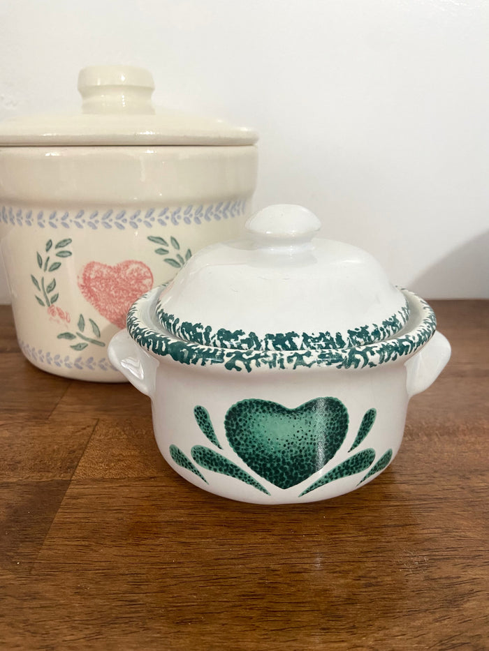 Vintage Green Heart Dish With Lid - Deer Creek Mercantile
