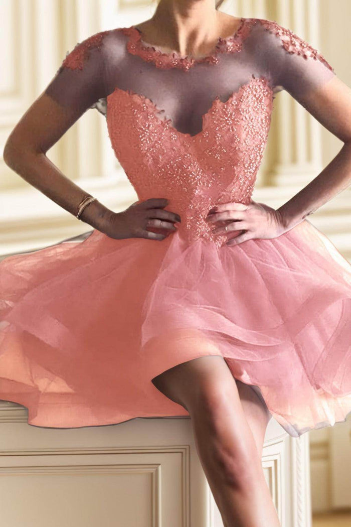 A-Line High-Low Tulle Homecoming Dresses CS0517 - COCOMELODY
