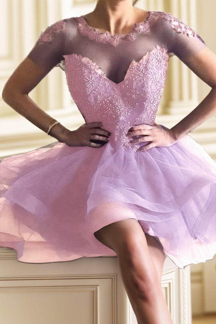 A-Line High-Low Tulle Homecoming Dresses CS0517 - COCOMELODY