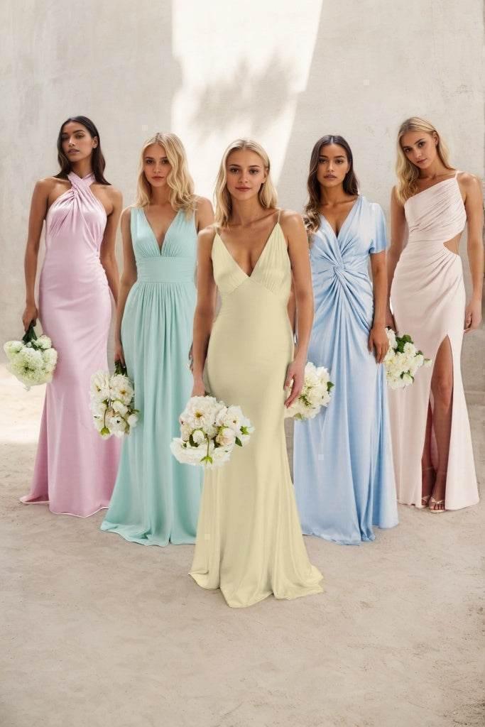 Sheath-Column Maxi Luxe Satin Dress CB0837CS - COCOMELODY