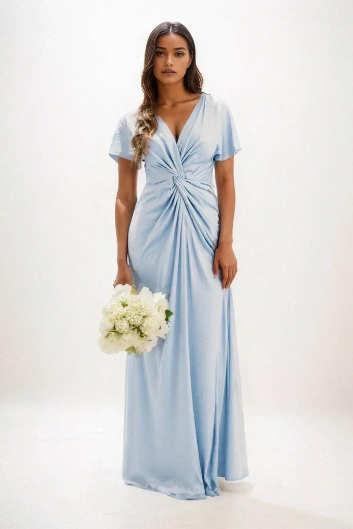 A-Line Maxi Luxe Satin Dress CB0838CS - COCOMELODY