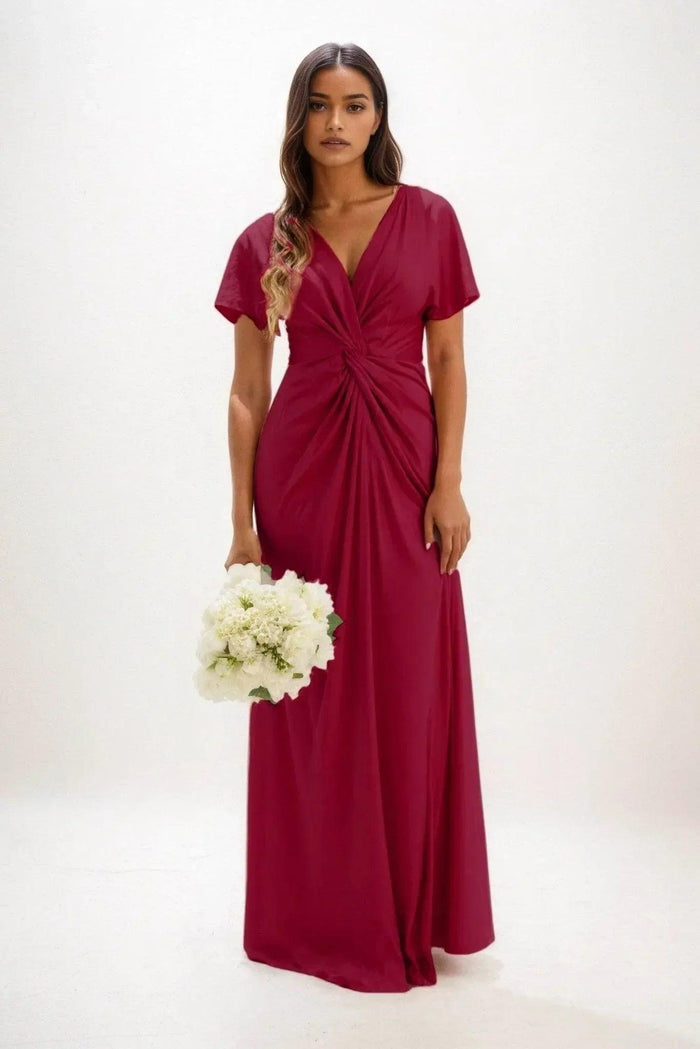 A-Line Maxi Luxe Satin Dress CB0838CS - COCOMELODY