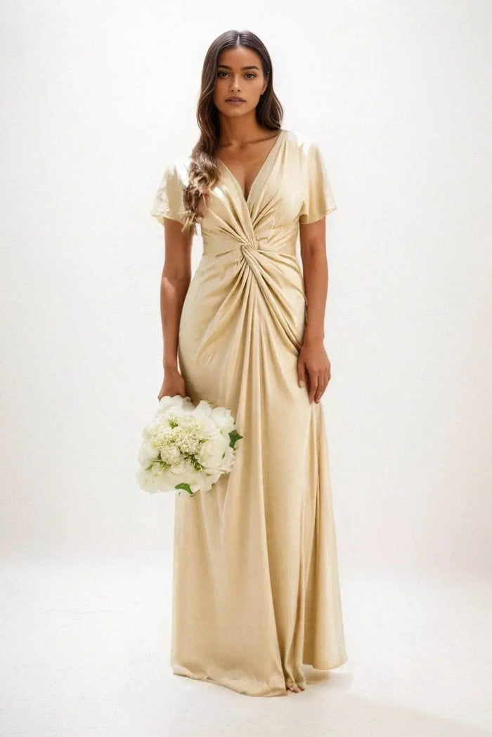 A-Line Maxi Luxe Satin Dress CB0838CS - COCOMELODY